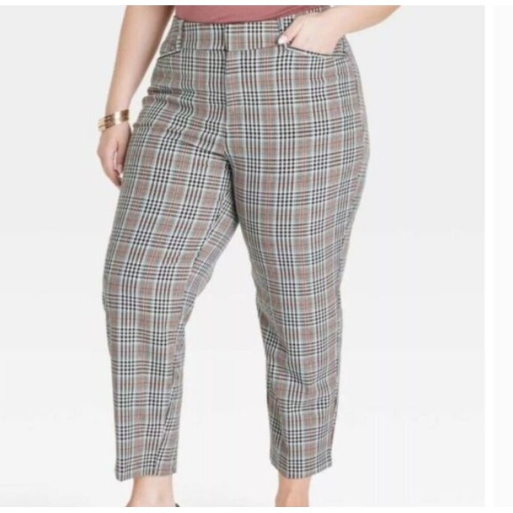 Ava & Viv Plaid Pants 22 High Rise Straight Leg Trouser Pants Dark Academia